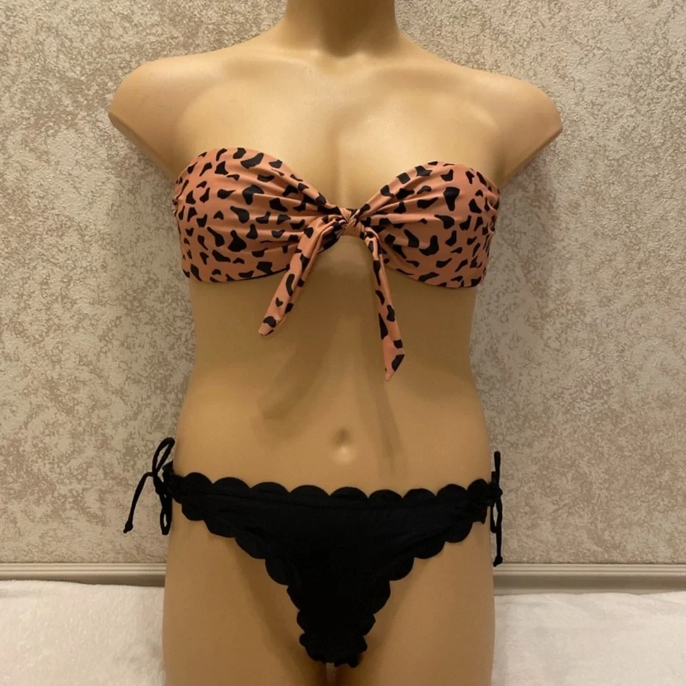 SHEIN Brown and Black Animal Print Bikini Set